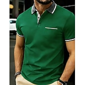 economico Polo classica da uomo-Per uomo Polo Maglia da golf Casuale Streetwear Bavero Manica Corta Essenziale Moderno Blocco di colori Tasca Bottoni Estate Primavera Vestibilità regolare Nero Bianco Giallo Borgogna Blu marino