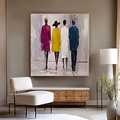 abordables Oil Paintings-Hand Painted firgure Oil Paintings People Walking On The Street Painting 100% Hand Painted Oil Painting On Canvas Classic Wall Art For Living Room Decor