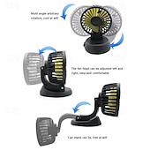 voordelige Autofanaten-Autoventilator, 12V sigarettenaansteker- of USB-voeding voor in de auto, opvouwbare dashboardventilator met 360° rotatie, krachtige koelventilator met 5 bladen voor auto, vrachtwagen, SUV, camper,