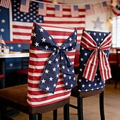 levne 250. výročí-Potahy na jídelní židle s mašlí k 250. výročí USA, 1776-2026, dekorace na zahradu pro vlasteneckou oslavu půlkvintadesátého výročí Dne nezávislosti, kuchyňská jídelna, dekorace, sada 2 nebo 6 dílů.