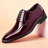economico Scarpe Derby-Scarpe eleganti da uomo in pelle verniciata nera, lucide e raffinate, ideali per l'ufficio, riunioni di lavoro e occasioni formali.