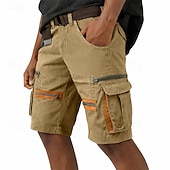 abordables Día festivo-Hombre Pantalones tipo cargo Pantalón Corto Cargo Pantalón corto Pantalones cortos casuales Bolsillo Cintura elástica Plano Un Color Longitud de la rodilla Casual Exterior Ropa de calle Moda Ropa de
