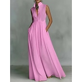  Pentru femei Rochie Maxi Rochie de Cocktail Rochii din Șifon Elegant Modă Modern Vacanță Petrecere Sfârșit de săptămână Potrivire Largă Simplu Fără manșon Gât Înalt Albastru piscină Roz Îmbujorat