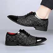 abordables Chaussures Derby-Chaussures décontractées à lacets en similicuir rouge à motifs pour hommes, élégantes et stylées, parfaites pour le travail, les soirées et le quotidien.