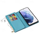 cheap 2026 Samsung Galaxy S26 Series-Phone Case For Samsung Galaxy S26 S26 Plus S26 Ultra Wallet Case Zipper Full Body Protective Kickstand Color Gradient sky PU Leather