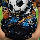 baratos Menino 3D Esportes &amp; Jogo-Para Meninos 3D Gráfico Futebol Americano Camisetas de futebol Camisa Camiseta Manga Curta Impressão 3D Verão Primavera Esportes Moda Roupa de rua Infantil 4-12 anos Gola Redonda Casual Diário Ao ar