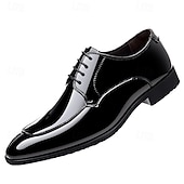 economico Scarpe Derby-Scarpe eleganti da uomo in pelle verniciata nera, lucide e raffinate, ideali per l'ufficio, riunioni di lavoro e occasioni formali.