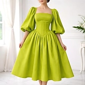 cheap Dresses-1950s Retro Vintage Fancy Costume Swing Dress Flare Dress Solid Color Fit &amp; Flare Swing Fancy Dress Women's Halloween Carnival Cocktail Party Retro Theme Party Adults' Dress Spring &amp; Summer