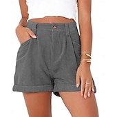 abordables Pantalones cortos bermudas-Women's Bermuda shorts Waffle Chinos Shorts Vacation Fashion Streetwear Short High Waist Plain Pocket Comfy Comfort Soft Micro-elastic Daily Outdoor Street Blue Navy White Gray Summer Spring Regular