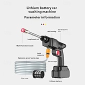 abordables Outils de nettoyage pour véhicule-Nettoyeur haute pression sans fil, nettoyeur haute pression portable alimenté par batterie rechargeable et chargeur, nettoyeur haute pression portatif pour le lavage de voiture, terrasse, clôture,