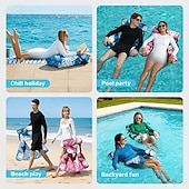preiswerte Freizeit im Freien-Aufblasbarer Poolstuhl, gepolsterte Schwimmliege aus PVC-Oxford-Gewebe mit Poolnudelhalterung, Poolliege für Erwachsene für Pool, See, Strand, Gartenparty, sommerliche Entspannung