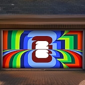 cheap Garage &amp; Door Banners-2026 Global Soccer Tournament Abstract Geometric Shapes Colorful Mosaic Patchwork Garage Door Banner Mural Outdoor House Yard Decor Modern Art Sports Fan Celebration Backdrop Large Sign