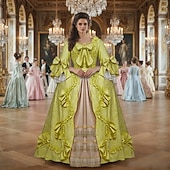 abordables Robes-Rétro Vintage Rococo Victoriens Renaissance Princesse Epoque Coloniale Robe de bal Femme Costume Vintage Cosplay Utilisation Soirée Halloween Manches 3/4 Maxi Princesse Grande Taille Robe Halloween