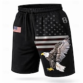  Муж. 4 июля — 250-летие США Орел Флаг США Обтягивающие длинные шорты Купальные шорты Пляжные шорты Нормальная Патриот Праздники Боковые карманы Сетчатая подкладка Эластичный шнурок на талии Дизайнер
