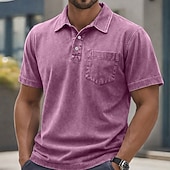 economico Polo classica da uomo-T-shirt da Uomo SoftFade™ 100% Cotone con Effetto Lavaggio Acerbo Maglietta Golf Casual per Vacanze Colletto Polo a Coste Manica Corta Moda Base Piana Vintage Distressed Estate Primavera Vestibilità