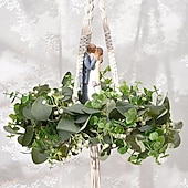 baratos Flor artificial-Conjunto de 4 guirlandas artificiais de eucalipto, 1,80 m de guirlanda de folhagem artificial com folhas de eucalipto prateado para decoração de casamentos, arcos, mesas, paredes, festas e casa.