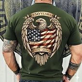 cheap Patriotic 250 T-shirts-4th of July 2026 250th Memorial Day Men's Patriotic Patriot 3D Print US Flag Crew Neck Short Sleeve T-Shirt Daily Street