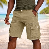 economico Classico-Per uomo Carico tattico Pantaloncini cargo Shorts Pantaloncini casual Tasca Elastico in vita Puro Semplice Tinta unita Lunghezza al ginocchio Casuale All'aperto Abbigliamento casual alla moda Moda