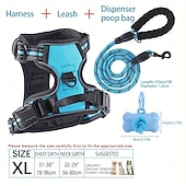 economico Collari, Imbracature e Guinzagli-Set di 4 pezzi che include pettorina e guinzaglio per cani, un guinzaglio abbinato e un dispenser per sacchetti per le deiezioni. Questa pettorina per animali domestici, antistrappo e