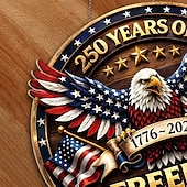  Dřevěná cedule s vlasteneckou cedulí k 250. výročí USA, dekorace na dveře s orlem, Zvonem svobody a Sochou svobody ke Dni nezávislosti, 1776–2026, dekorace na vstupní dveře ke 4. červenci