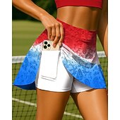 economico Gonne e Skorts da Donna-250° anniversario dell'America Giornata dell'indipendenza Per donna Paisley Sfumatura Bandiera Nazionale Gonne da tennis Senza Maniche Patchwork Tasca 2 in 1 UPF50+ Resistente ai Raggi UV Multistrato