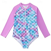 abordables Maillot de bain une pièce-Maillot de bain Enfants Fille Extérieur Graphique Vacances Fermeture éclair Maillots de bain 4 ans et + Été Bleu Rose Claire Rose Claire