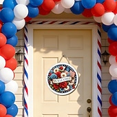 abordables 250e Anniversaire des États-Unis-Plaque de porte en bois patriotique – rouge, blanc &amp;Décoration bleue pour le porche d'entrée à l'occasion du 4 juillet, de la fête nationale américaine et du 250e anniversaire. &amp;Journée du Souvenir,
