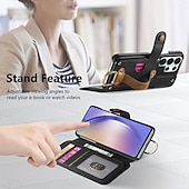 abordables 2026 Samsung Galaxy S26 Serie-teléfono Funda Para Samsung galaxia S26 S26 Plus S26 Ultra Tarjetas billetera Gire la tapa Cremallera con correa de muñeca Caballete Retro TPU Cuero de PU