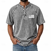 abordables Vintage et rétro-T-shirt graphique américain US Flag pour homme SoftFade™ chemise en denim 100 % coton chemise acid wash haut à manches courtes vintage streetwear maison rue été printemps noir rose vert clair gris