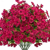 お買い得  造花-屋外の春の装飾用、人工造花8束。シルク製のカラフルな紫色のUV耐性リアルな造花で、屋外のポーチ、パティオ、庭、プランター、鉢、窓辺のプランターに最適です（ミックス）。