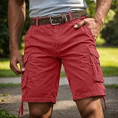 preiswerte Klassiker-Herren Cargohose Cargohosen Cargo-Shorts Shorts Freizeitshorts Tasche Einfach Einheitliche Farbe Knielang Lässig Outdoor Streetwear Mode Streetwear Blau Schwarz Unelastisch