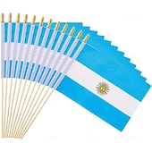 ieftine Meciul de fotbal mondial 2026-Pachet de 25 de steaguri mici din Argentina, mini steaguri argentiniene portabile, pe băț, 5x8 inch, pentru meciul Cupei Mondiale de fotbal, evenimente sportive, decorațiuni de petrecere, aclamații