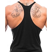 billiga Löpar-T-shirts och linnen-Herr Grafisk Bokstav Träningströja Linne för jogging Gymlinne Sommar Ärmlös Snabb tork Fuktabsorberande Gymträning Aktiv träning Träning Blå Svart Vit Sportkläder Sportkläder