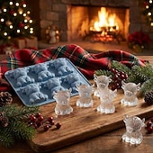 abordables Accessoires pour glaçons-Moule à glaçons mini vache des Highlands, bac à glaçons 3D mignon en silicone pour whisky et cocktails &amp;machine à glaçons réutilisable en forme d'animal pour boissons, accessoires de bar, café glacé