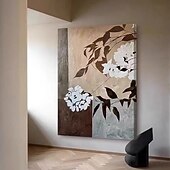 cheap Abstract Paintings-Handmade Oil Painting Canvas Wall Art Decoration Wabi Sabi Style Modern Decorative Painting Simple Floral Texture for Home Decor Rolled Frameless Unstretched Hanging Mural Painting