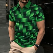 economico Polo geometrica da uomo-Per uomo Geometrico Polo Manica Corta Magliette polo Camicie con Colletto Casual Athleisure Bottoni Estate Primavera Blu Rosso Viola