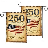 cheap 250th Anniversary-2pcs 1776-2026 USA 250th Anniversary Garden Flag, Patriotic American Birthday Outdoor Banner for Yard, Lawn, Porch, or Independence Day Decoration