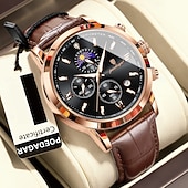 זול שעוני קוורץ-882 שעון גברים חדש, שעון כרונוגרף רב תכליתי קוורץ עם שלב ירח