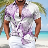 voordelige Heren Satijnen Overhemd-Voor heren Palmblad Kokospalm Tropische planten Satijnen overhemd Hawaiiaanse shirts Aloha-shirt Korte mouw Hawaii Dagelijks Vakantie Zomer Lente Strijkijzer Overhemden met kraag 3D-afdrukken