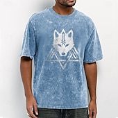  Men's Celtic Knot Tribal Wolf Head Silhouette Acid Wash Vintage Streetwear T Shirt Graphic Short Sleeve Casual Daily Wear Designer Clothing Apparel S M L XL XXL XXXL