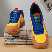tanie Casualowe sneakersy-Męskie buty sportowe w blokach kolorów z akcentami ze sztucznej skóry, modny sportowy wygląd, idealne do uprawiania sportów na świeżym powietrzu, na co dzień i w podróż