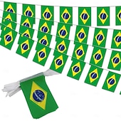 お買い得  ワールドサッカーの試合2026-ブラジルのストリングフラッグ、ペナントバナー、サッカーワールドカップサマーカップの試合用、旗50枚、46フィートの小さなミニブラジル国旗、国の装飾、学校、パーティー、スポーツイベント用の旗バナー