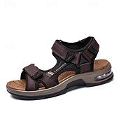 cheap Vacation Sandals-Men's Brown Outdoor Sandals – Adjustable Strap Summer Shoes, Breathable Comfort, Hiking, Beach &amp; Travel Wear
