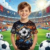 baratos Menino 3D Esportes &amp; Jogo-Para Meninos 3D Gráfico Futebol Americano Camisetas de futebol Camisa Camiseta Manga Curta Impressão 3D Verão Primavera Esportes Moda Roupa de rua Infantil 4-12 anos Gola Redonda Casual Diário Ao ar
