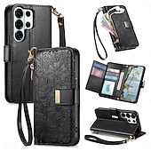 cheap 2026 Samsung Galaxy S26 Series-Phone Case For Samsung Galaxy S26 S26 Plus S26 Ultra Wallet Case Flip Cover with Stand Holder Zipper with Wrist Strap Tree Retro TPU PU Leather