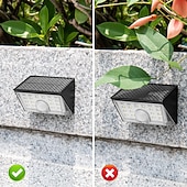 abordables Appliques d'extérieur-Applique murale solaire intelligente d'extérieur avec détecteur de mouvement, étanche IP65, 22 LED, 4 modes d'éclairage, lampe décorative pour jardin, cour, clôture, mur, villa, porche
