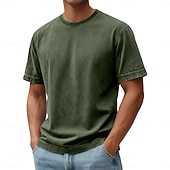  Per uomo Maglietta Camicia 100% cotone lavaggio acido Manica Corta Girocollo Estate Primavera Autunno Semplice Retrò Vintage Casual Stile Vintage Tinto in capo angosciato Casuale Blu Nero Rosa