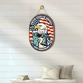 abordables 250e Anniversaire des États-Unis-Panneau en bois commémoratif du 250e anniversaire des États-Unis, décoration de porte patriotique pour la fête de l'indépendance, plaque murale style ferme avec drapeau américain, décoration de porche