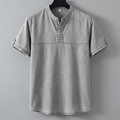 levne Ležérní tričko Henley-SoftFade™ Pánská Henley košile 100% bavlna košile s kyselinovým praním krátký rukáv jednobarevná retro vintage casual vintage styl ručně barvená bledá Henley casual léto jaro podzim fialová Henley