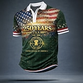  4η Ιουλίου 2026 250η Ανδρικά Αμερικανική σημαία των ΗΠΑ Μπλουζάκια πόλο Κοντομάνικο Μπλουζάκια πόλο Πέτο Καθημερινό Επιχείρηση Ένδυση γυμναστικής και άθλησης 3D εκτύπωση Κουμπιά Ανοιξη καλοκαίρι